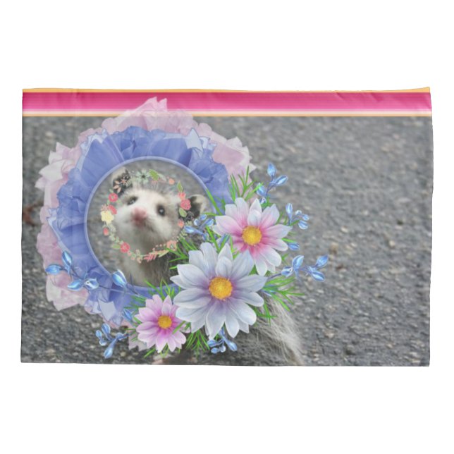 Pillow Case Opossum Floral (Back)