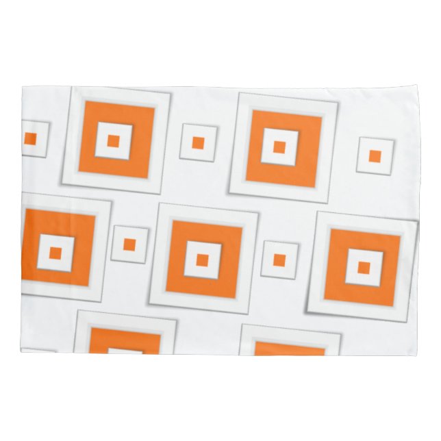 Pillow Case Orange and White Squares (Back)