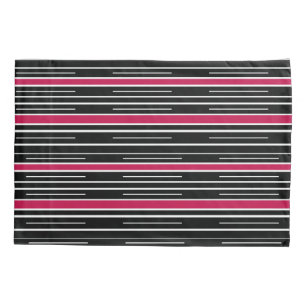 Pillow Case Pink Black White Stripe