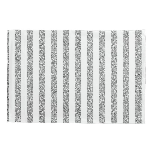 Pillow Case Silver & White Stripe (Back)