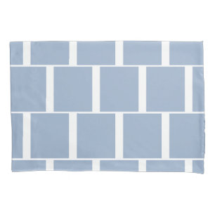 Pillow Case Square White and Blue