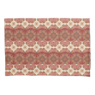  Pillow cases red, brown, cream