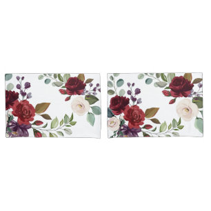 Pillow Cases White Roses Gold Geometric Flor