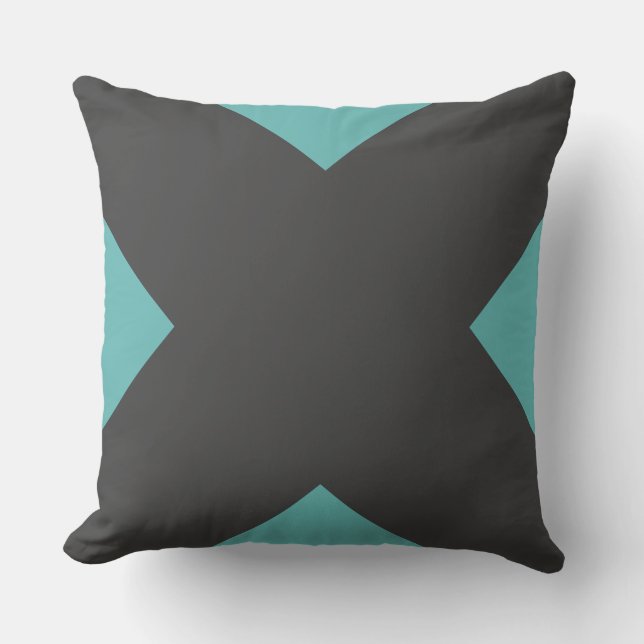 Pillow Charcoal Teal Geometric X Modern Throw (Front)