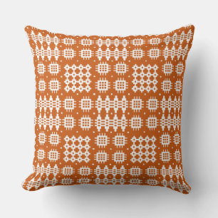 Pillow, Cushion: Welsh Tapestry Pattern, Brick Red Throw Pillow