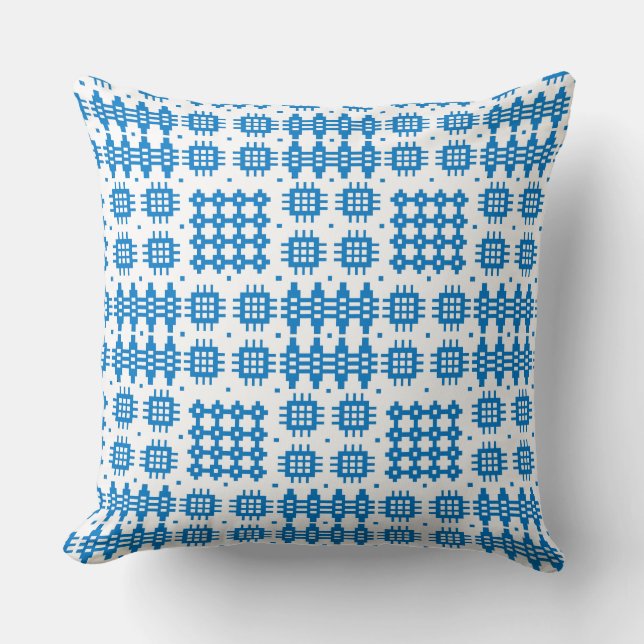 Pillow, Cushion Welsh Tapestry Pattern Bright Blue (Front)