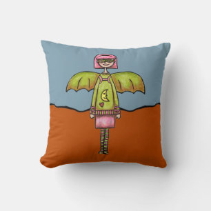Pillow, Cute Bat Girl Costume Throw Pillow