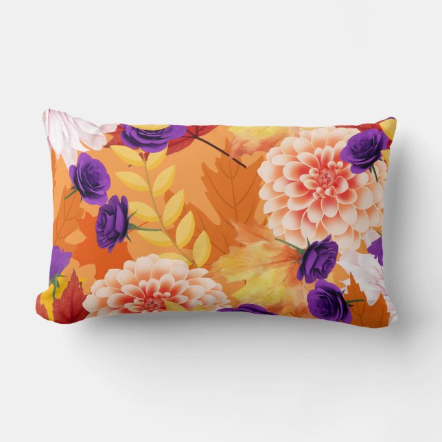 Pillow, Fall Flowers Lumbar Pillow (Front)