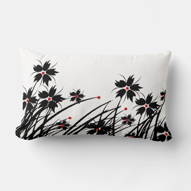 Pillow Floral Red Black White A (Front)