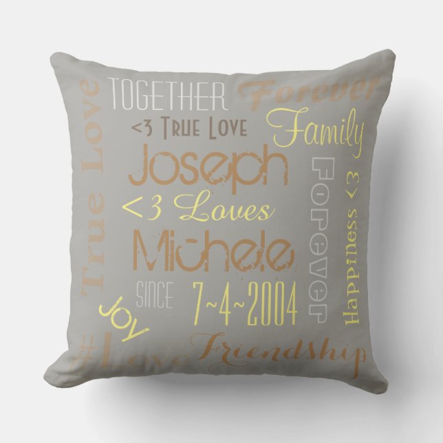 Pillow Forever Love Personalized Names and Date (Front)