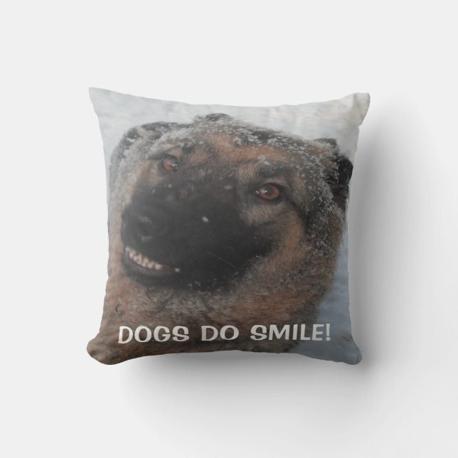 Pillow German Shepherd Smiling, Dogs Do Smile (Front)