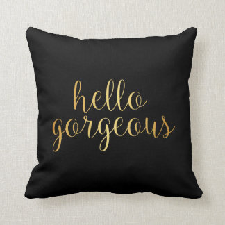 Pillow - Gold Hello Gorgeous Black