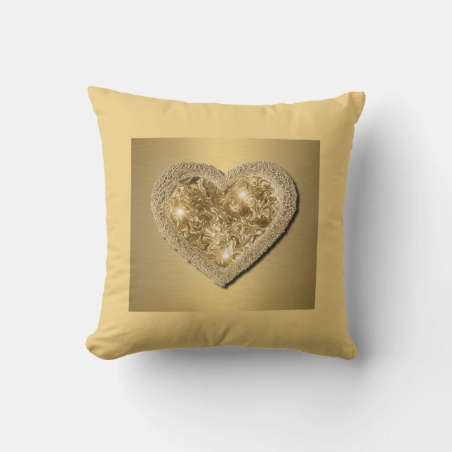 Pillow Gold with Gold Heart (Front)