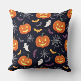 Pillow (Halloween pattern carved pumpkins)