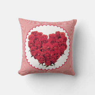 Pillow heart of red roses flower