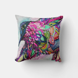 Pillow Hummingbird Zen Tangle by Michele Zurine