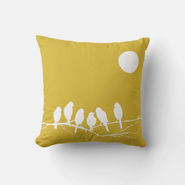 Pillow in Freesia Yellow Bird Print (Front)