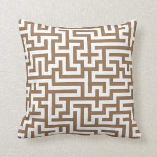 Pillow in Taupe Maze Pattern