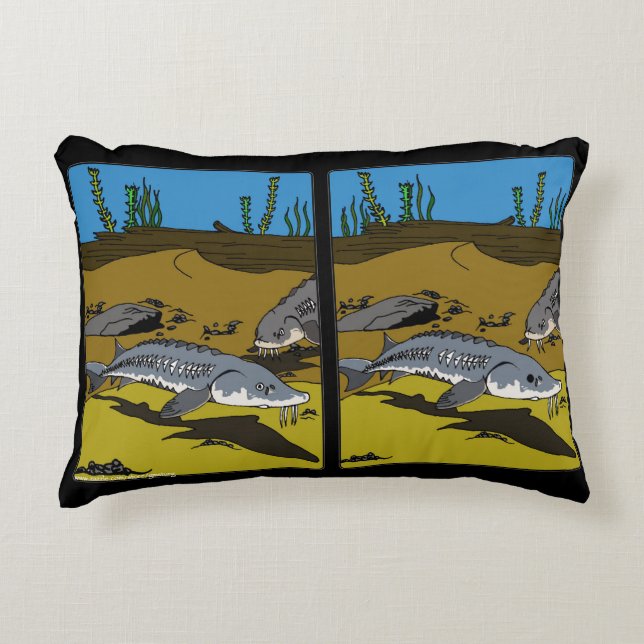 PILLOW - LAKE STURGEON COLORING PAGE - SPOT DIF (Front)