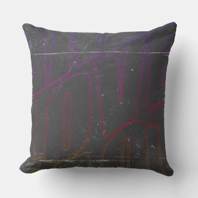 Pillow LOVE Graffiti Neon Dark Throw Modern (Front)