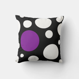 Pillow modern black white & purple with circles