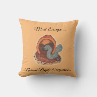 Pillow- must Escape- Potted creature Throw Pillow