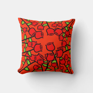 Pillow of Rose Pattern Throw Pillow Red