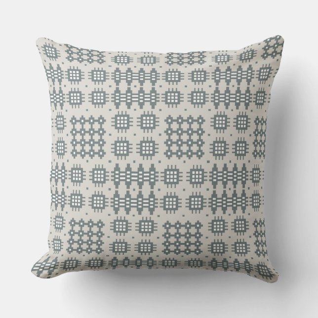 Pillow or Cushion: Welsh Tapestry Pattern, Grey (Front)