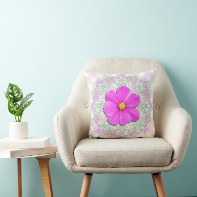 Pillow - Personalized - Dark Pink Cosmos Lace Latt (Chair)