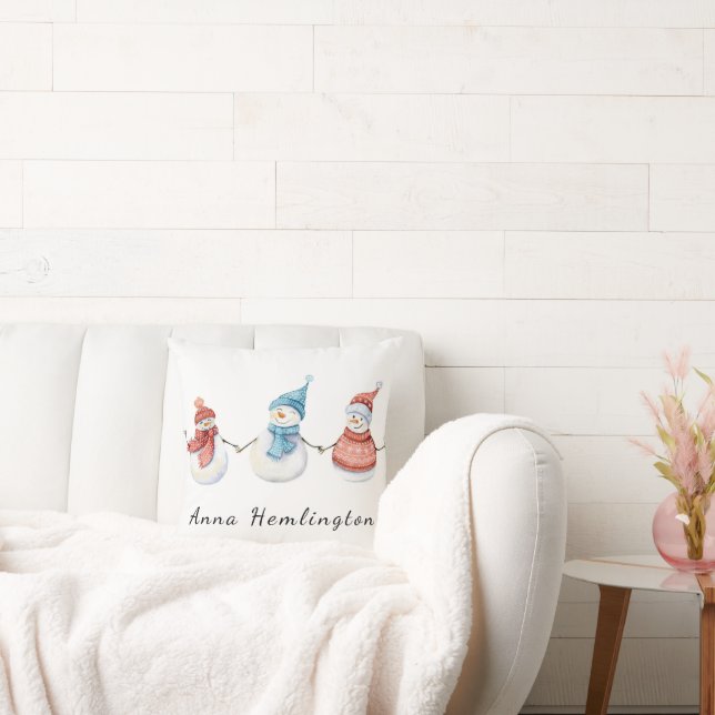 Pillow | Personalized Snowman Family (Couch)