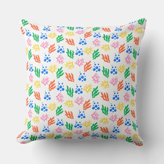 Pillow Playful Underwater Coral Seamless Pattern (Front)