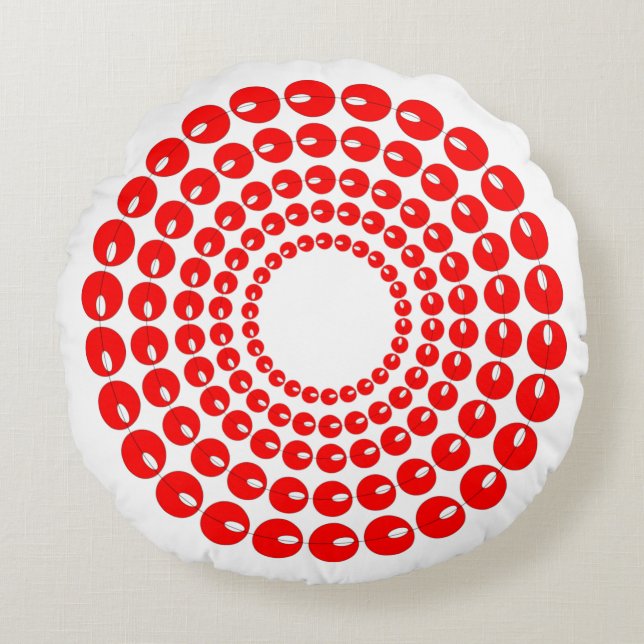 Pillow - Red Beads in Concentric Circles (Front)