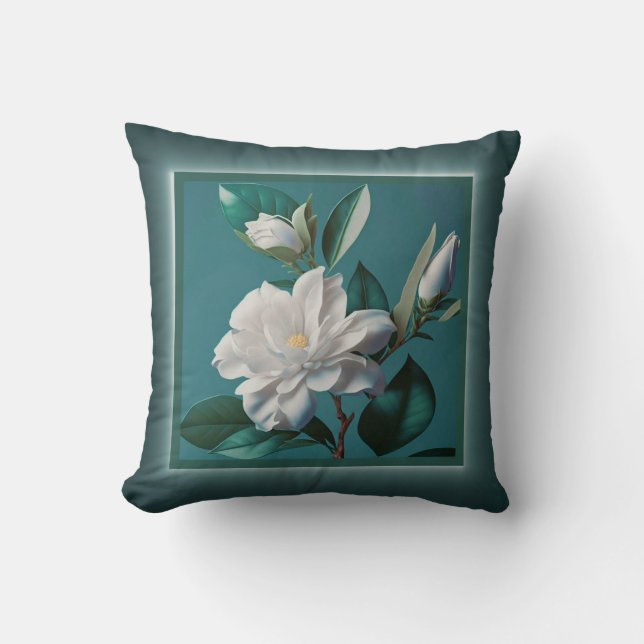 Pillow - romantic floral, flower, magnolia (Front)
