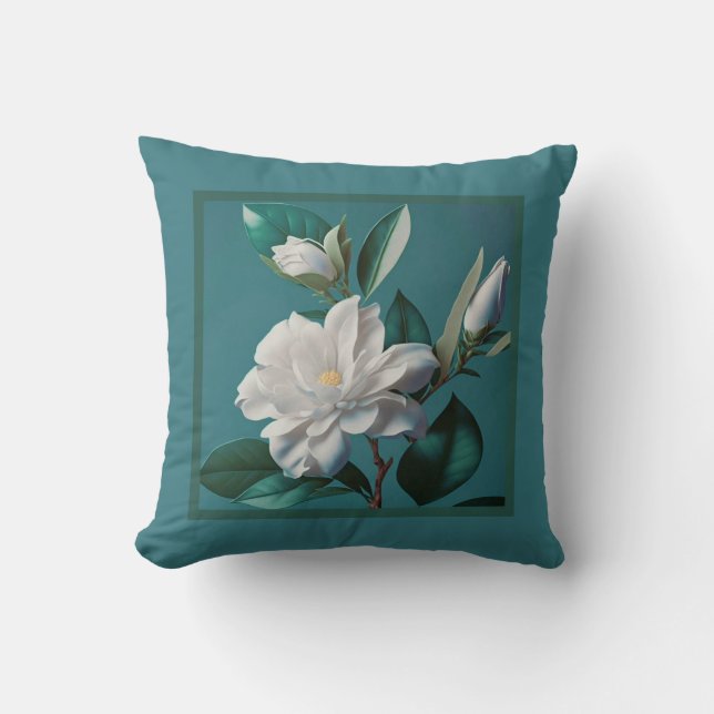 Pillow - romantic floral, magnolia flower (Front)