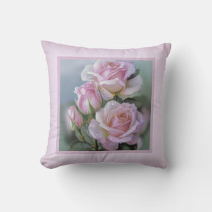Pillow - romantic floral, rose flower, pinjk roses