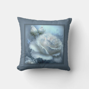 Pillow - romantic floral, rose flower, white rose