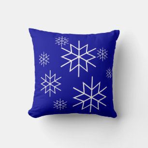 Pillow - Snowflakes - White on Blue