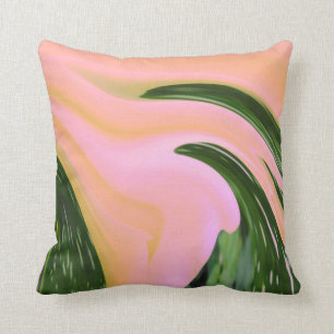 Pillow Throw, Peach Pink, green melted paint