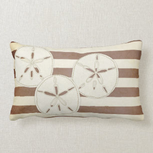 Pillow: White & Brown Sand Dollar Lumbar Pillow