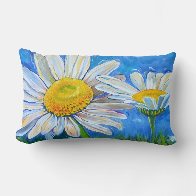 Pillow: Windswept Daisies! Lumbar Pillow (Front)