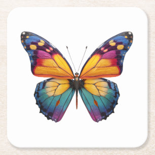 Pillow with a colorful Butterfly design. Square Paper Coaster