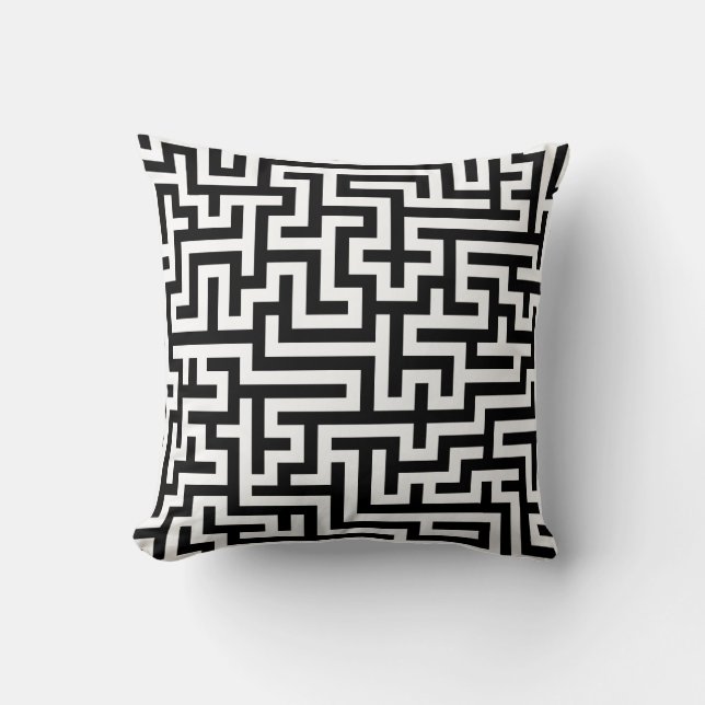 Pillow with Black Maze Pattern (Front)
