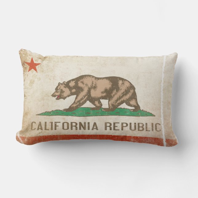 Pillow with Distressed Flag from California (Front)