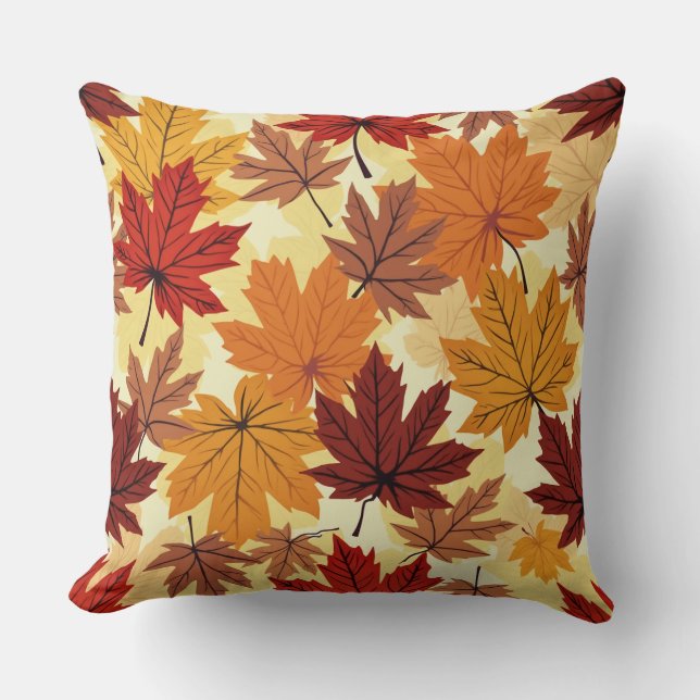 Pillow with fallen leaves design (Front)