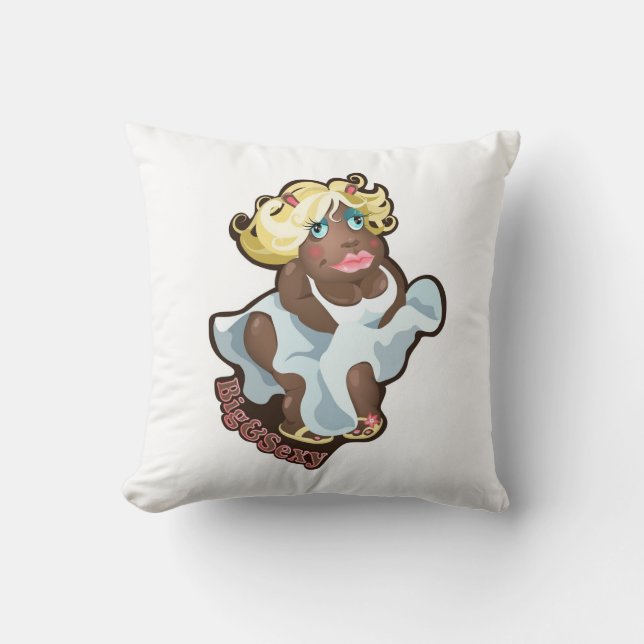 Pillow  with funny hippo character. (Front)