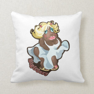 Pillow with funny hippo character.
