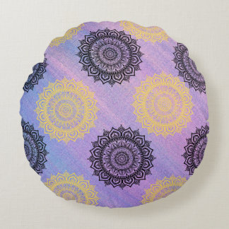 Pillow with Round yellow and black flowers