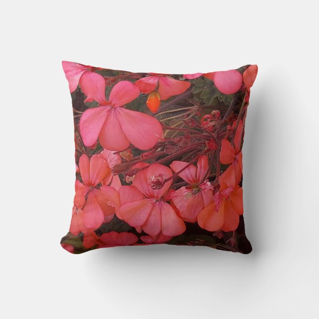 Pillow with small red flowers with friendly saying (Front)