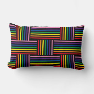 Pillow - Woven Rainbow Coloured Ribbons