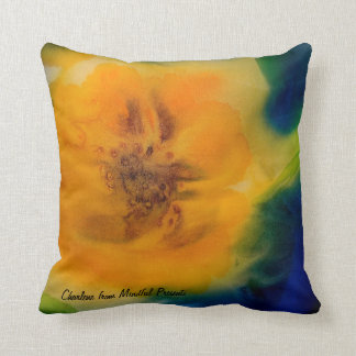 Pillow: Yellow Sunflowers on a rich blue backgroun Throw Pillow